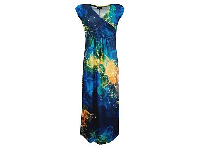 Letní dlouhé šaty zeleno žluto modré - vel.38